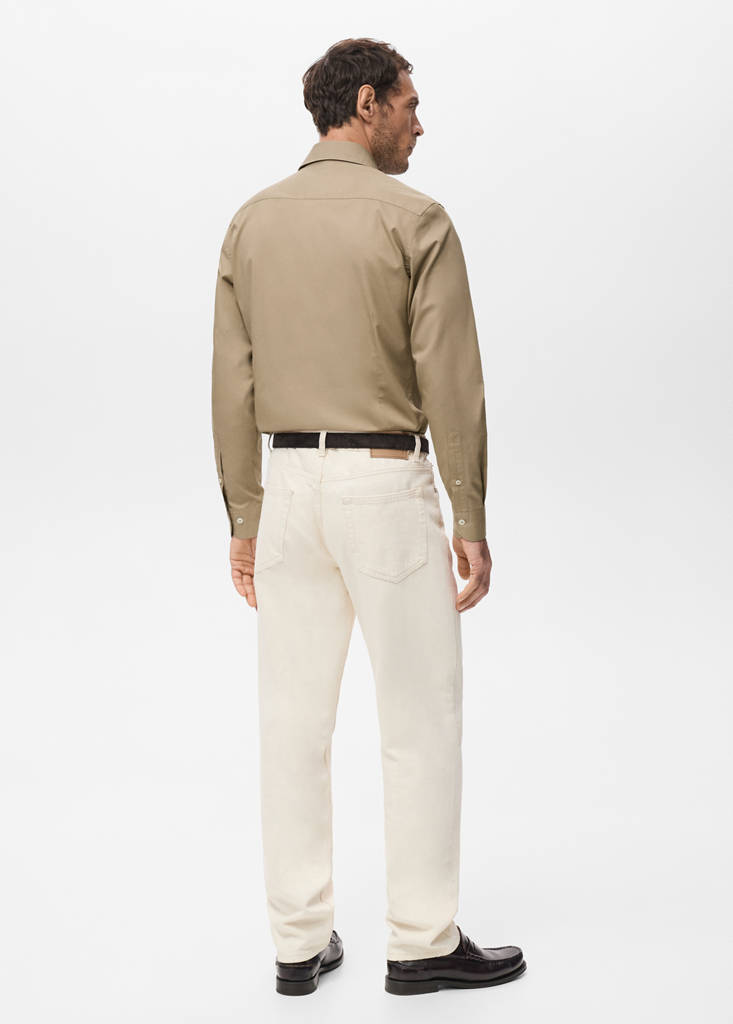 Slim-fit lyocell cotton shirt — Brown