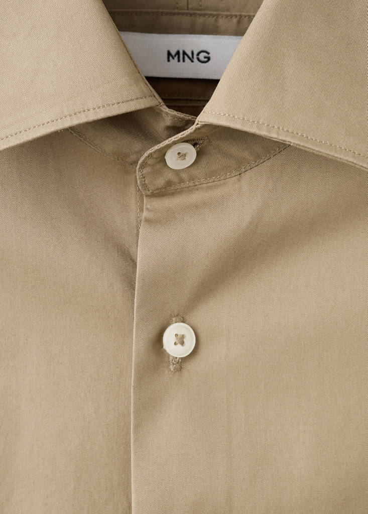 Slim-fit lyocell cotton shirt — Brown
