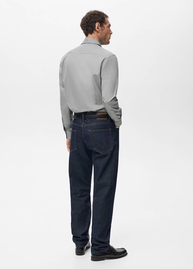 Slim-fit lyocell cotton shirt — Grey