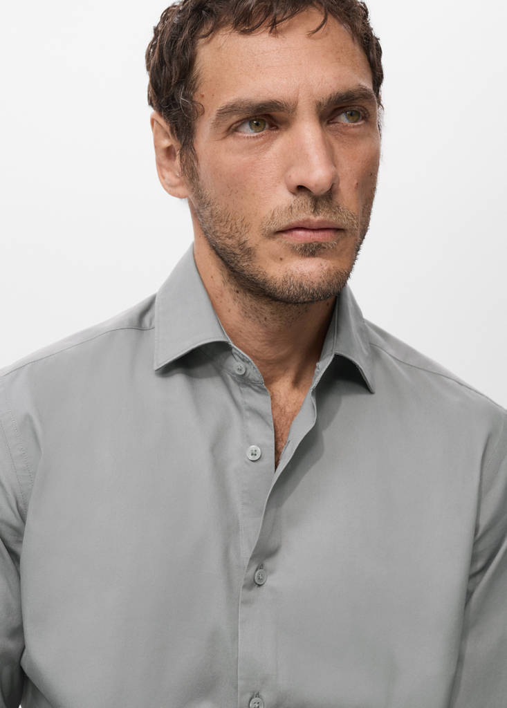 Slim-fit lyocell cotton shirt — Grey