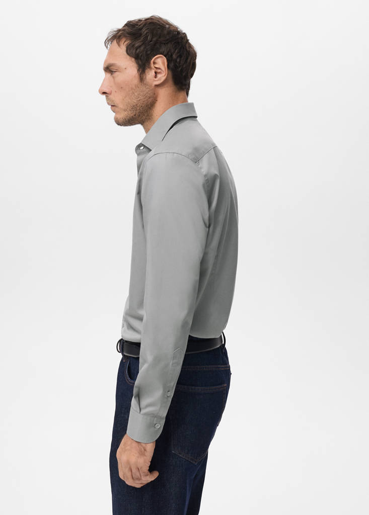 Slim-fit lyocell cotton shirt — Grey