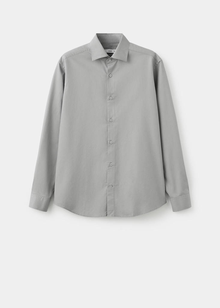 Slim-fit lyocell cotton shirt — Grey