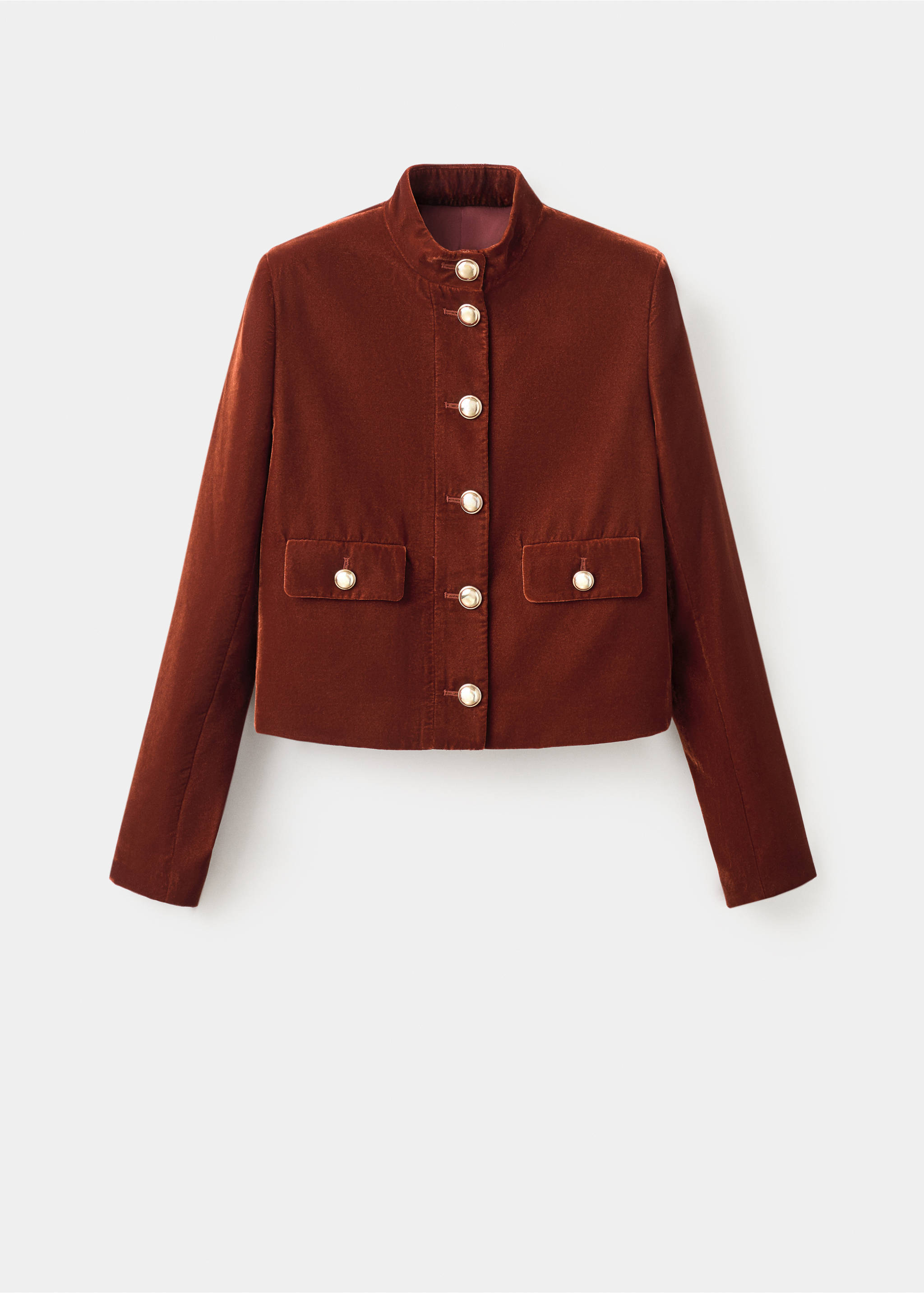 Velvet jacket with buttons - Article without model, Burnt Orange. Ref: 17089406-00.