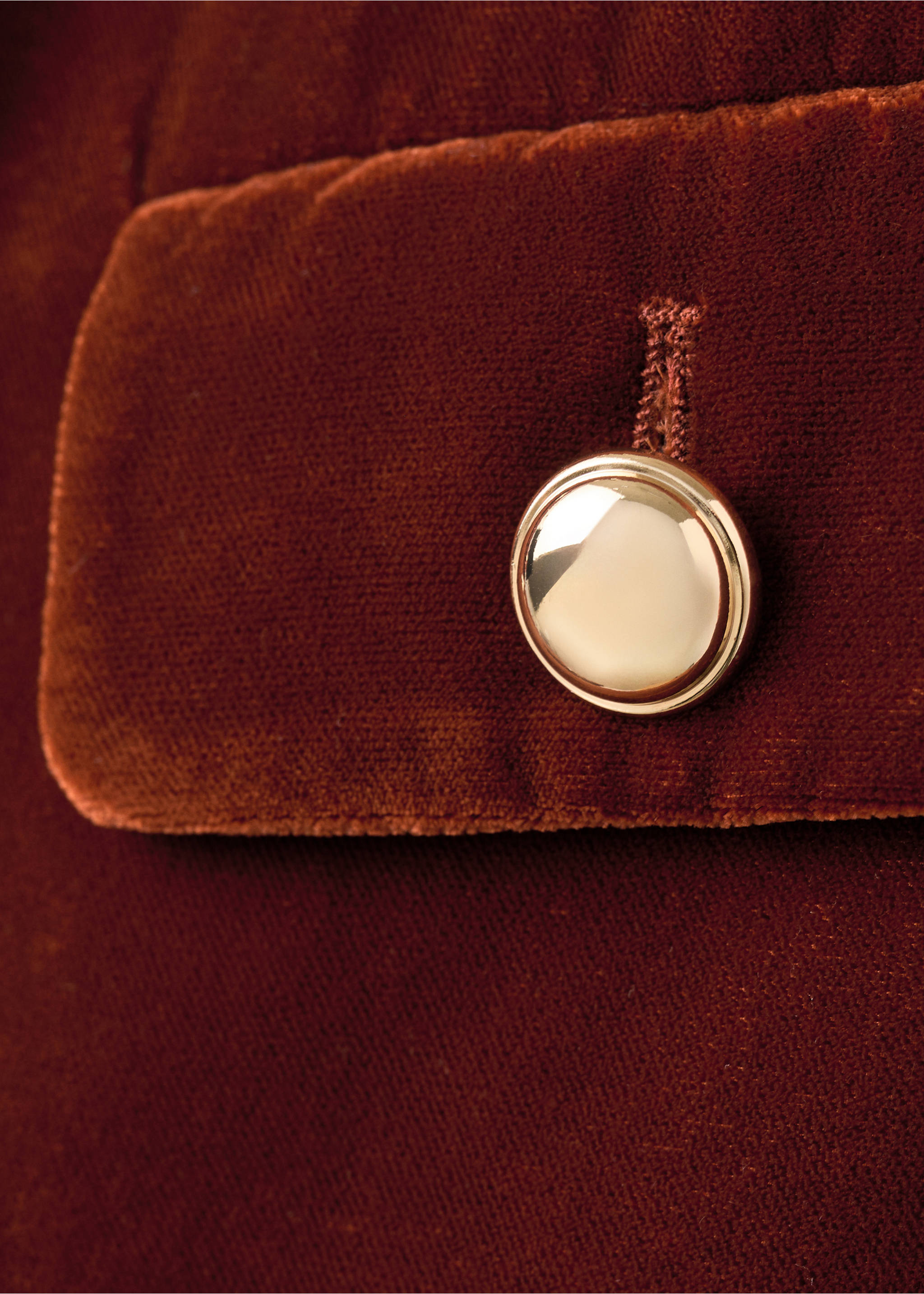 Velvet jacket with buttons - Details of the article 0, Burnt Orange. Ref: 17089406-00.