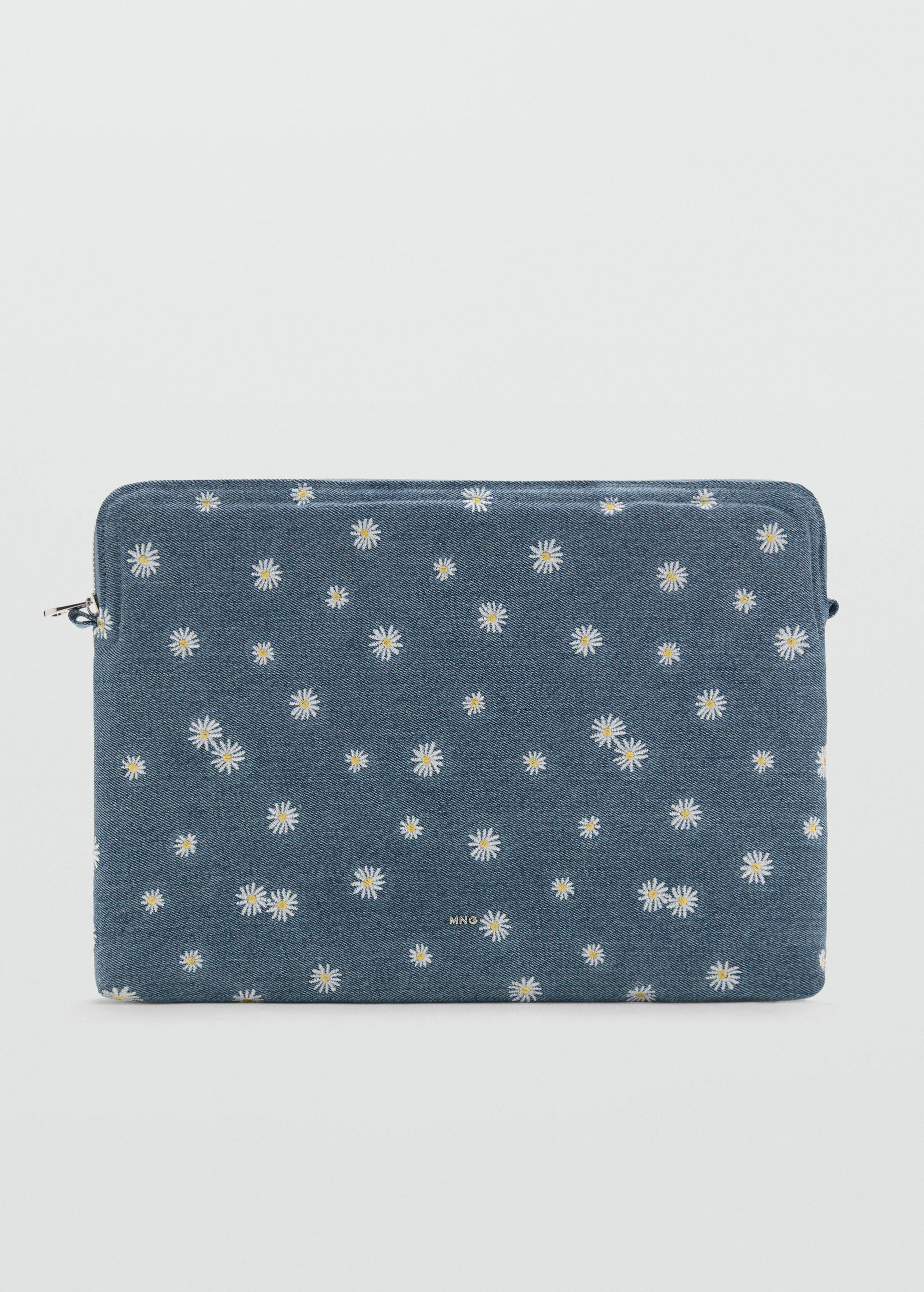 Flower-embroidered denim case - Article without model