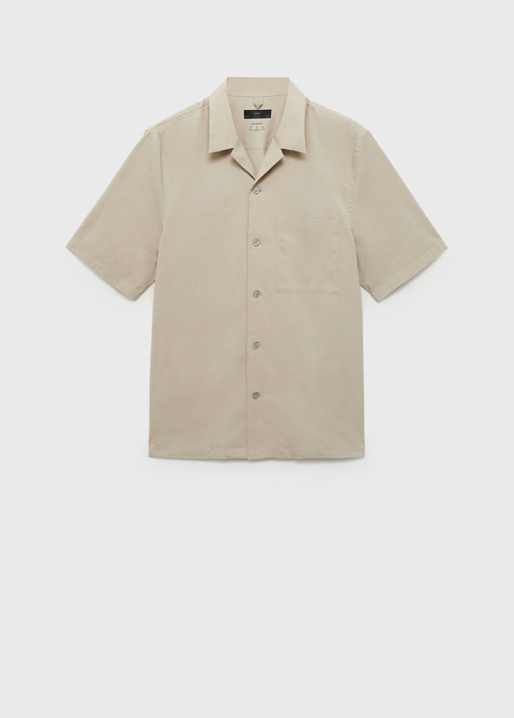Regular-fit shirt with chest pocket — Beige