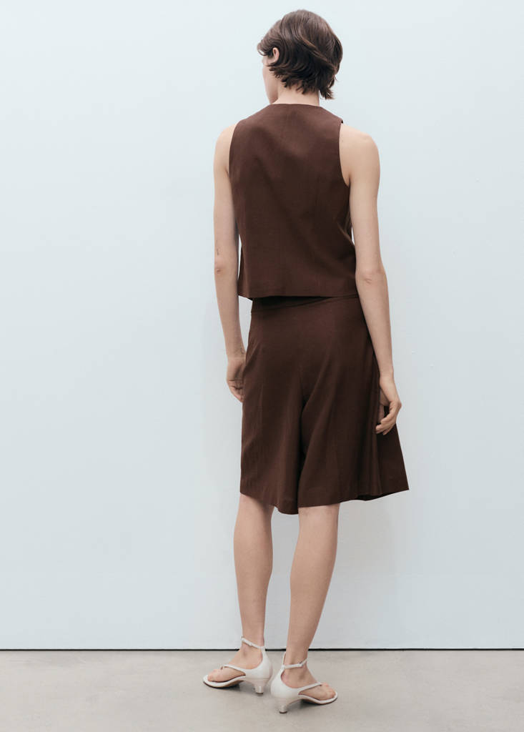 Linen-blend suit waistcoat — Chocolate