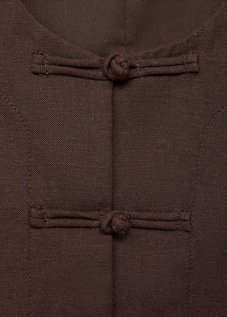 Linen-blend suit waistcoat — Chocolate