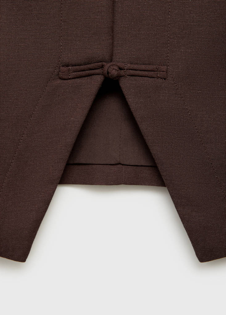 Linen-blend suit waistcoat — Chocolate