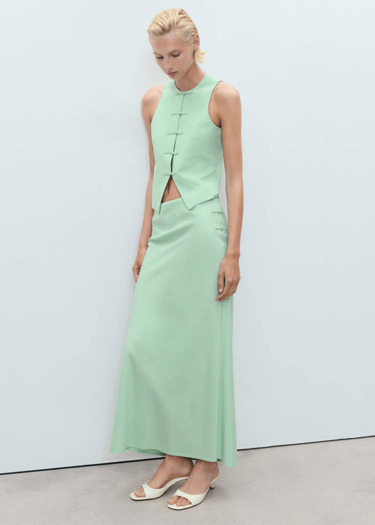 Linen-blend suit waistcoat — Pastel Green