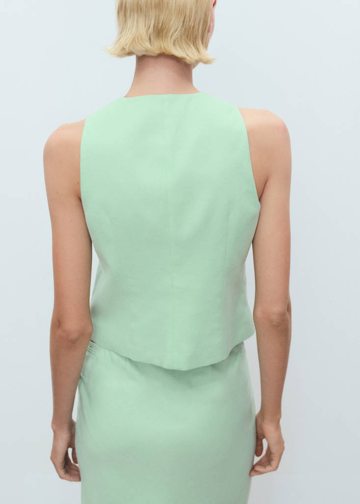 Linen-blend suit waistcoat — Pastel Green