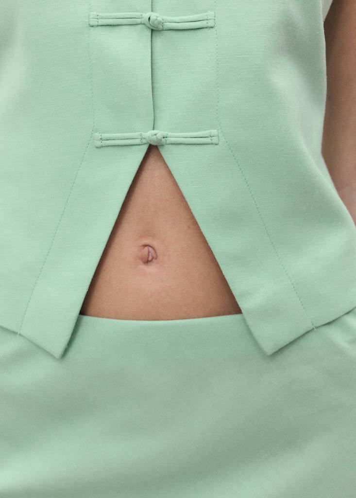 Linen-blend suit waistcoat — Pastel Green