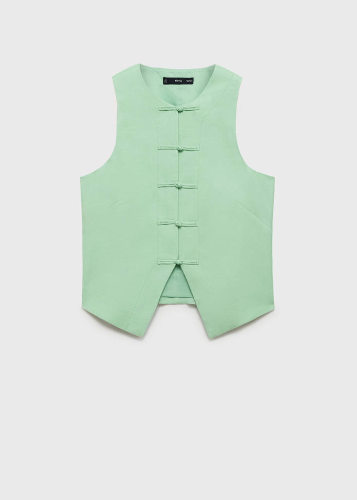 Linen-blend suit waistcoat — Pastel Green