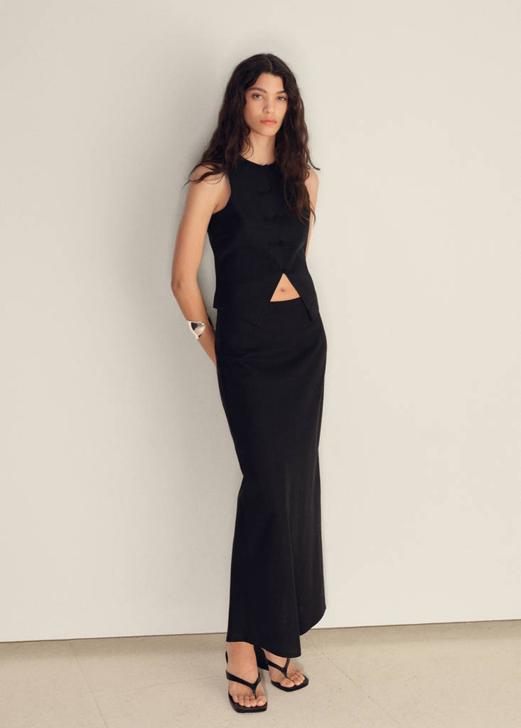 Linen-blend suit waistcoat — Black