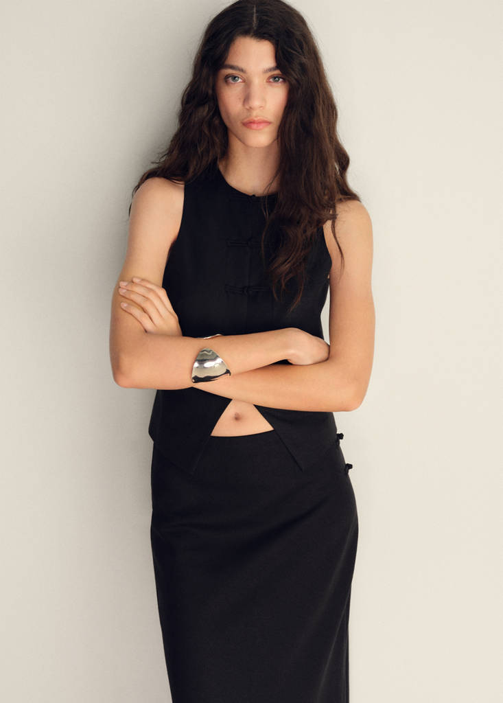 Linen-blend suit waistcoat — Black
