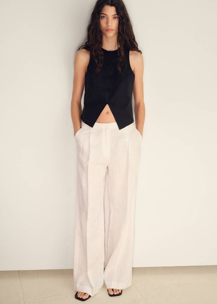 Linen-blend suit waistcoat — Black