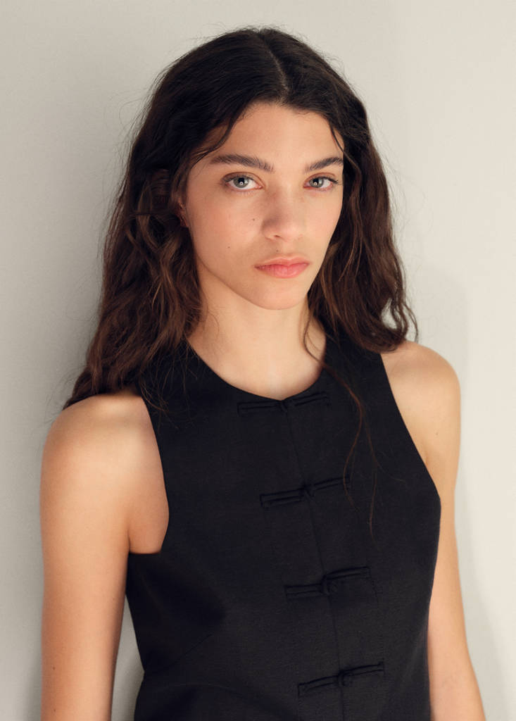 Linen-blend suit waistcoat — Black