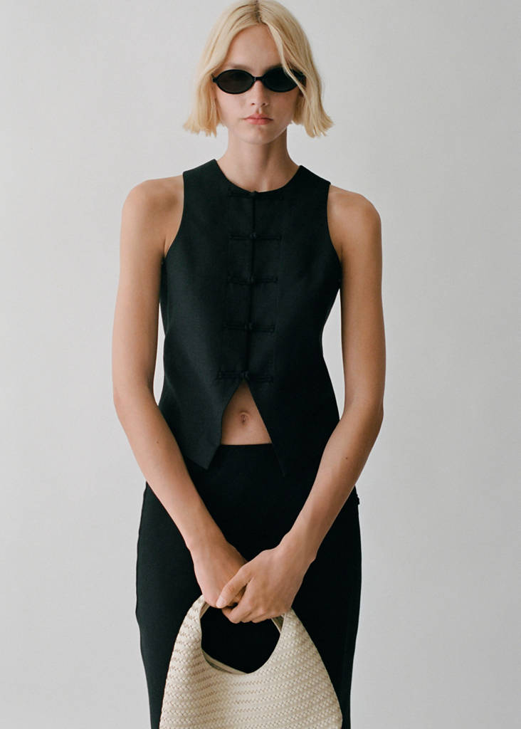 Linen-blend suit waistcoat — Black