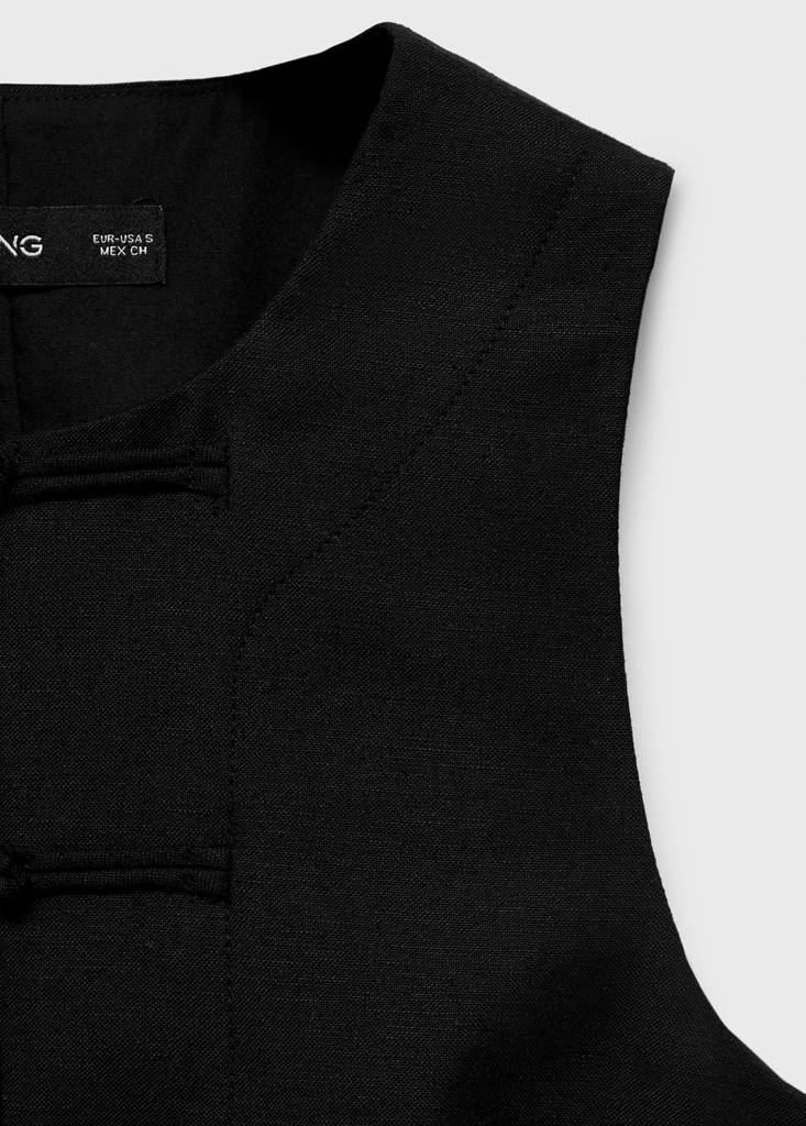 Linen-blend suit waistcoat — Black