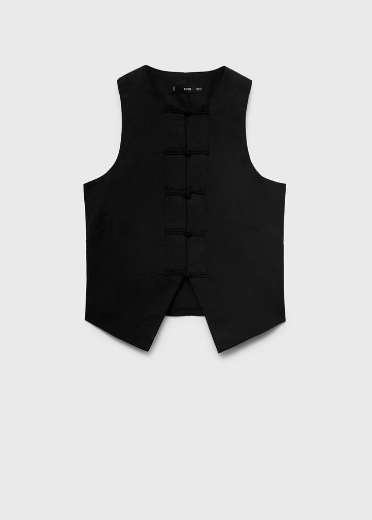 Linen-blend suit waistcoat — Black