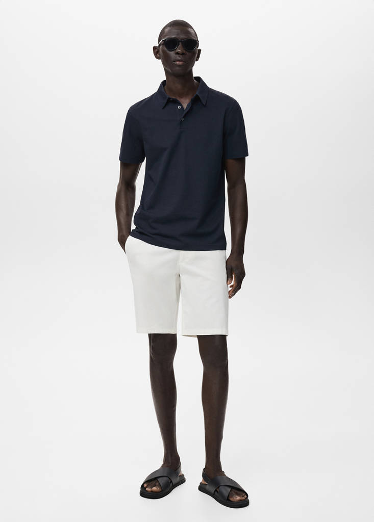 Slim-fit chino cotton bermuda shorts — White