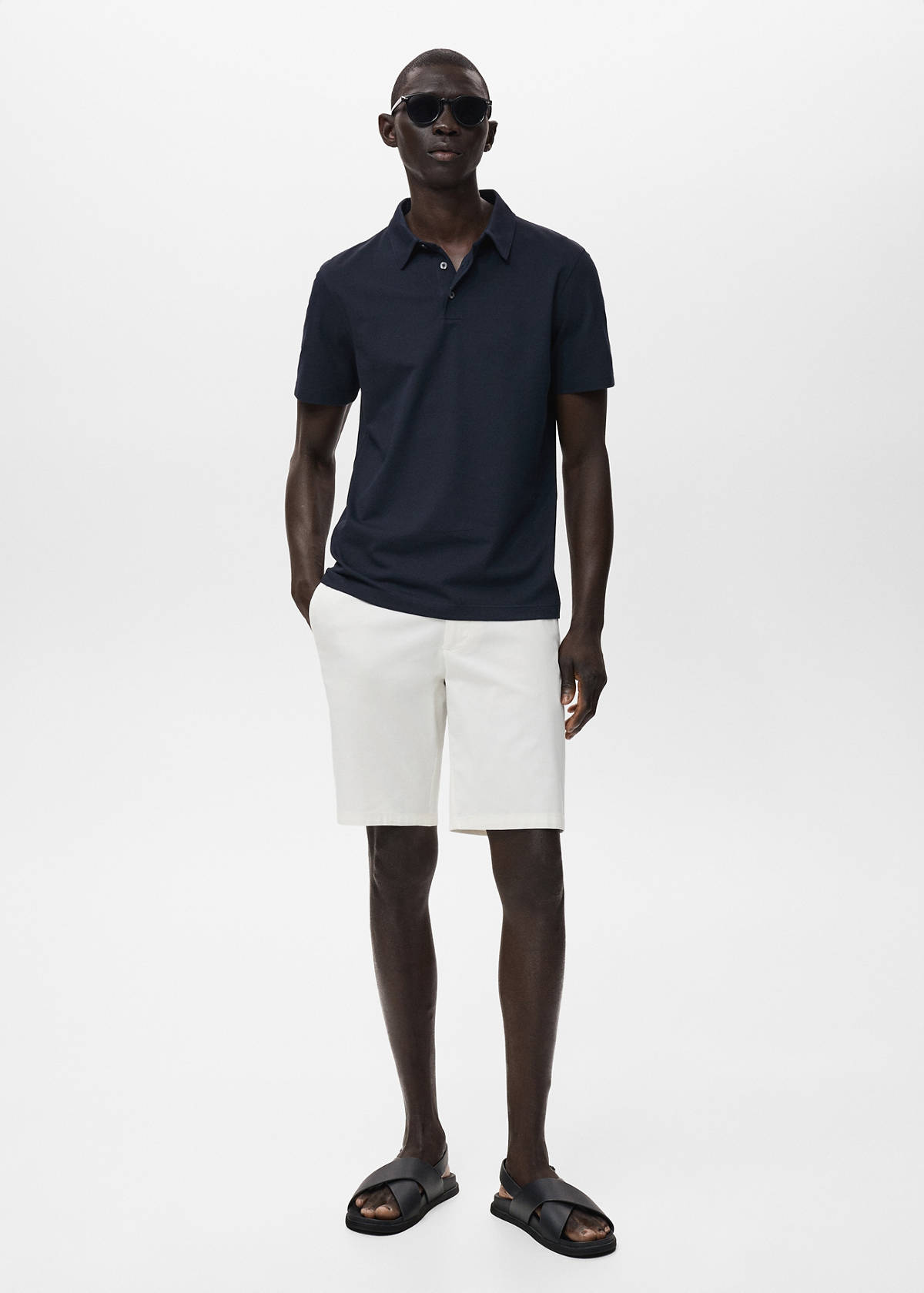 Slim-fit chino cotton bermuda shorts — White
