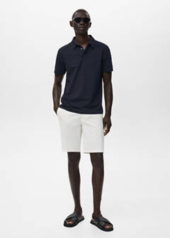 Slim-fit chino cotton bermuda shorts — White 2