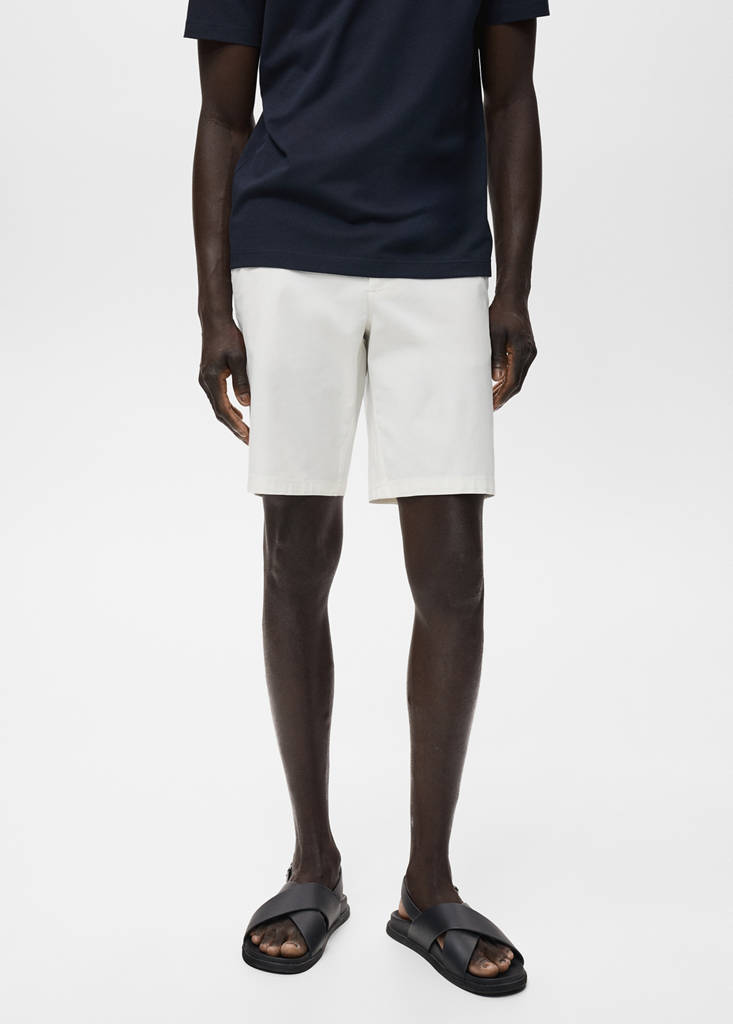 Slim-fit chino cotton bermuda shorts — White