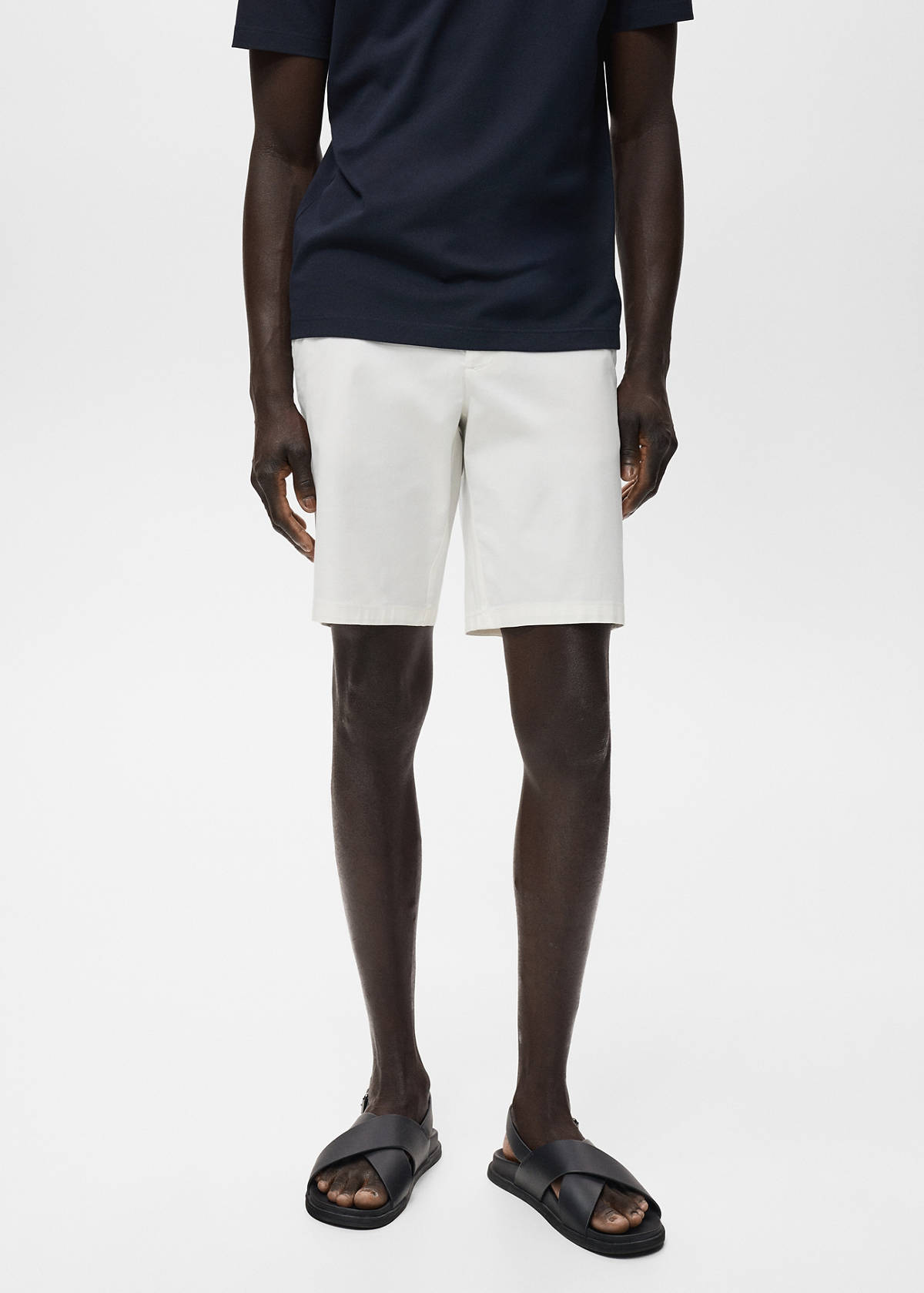 Slim-fit chino cotton bermuda shorts — White