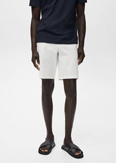 Slim-fit chino cotton bermuda shorts — White 1