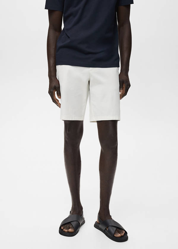 Slim-fit chino cotton bermuda shorts — White