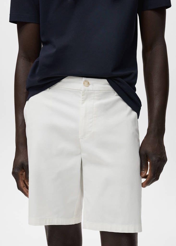 Slim-fit chino cotton bermuda shorts — White