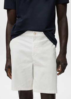 Slim-fit chino cotton bermuda shorts — White 4