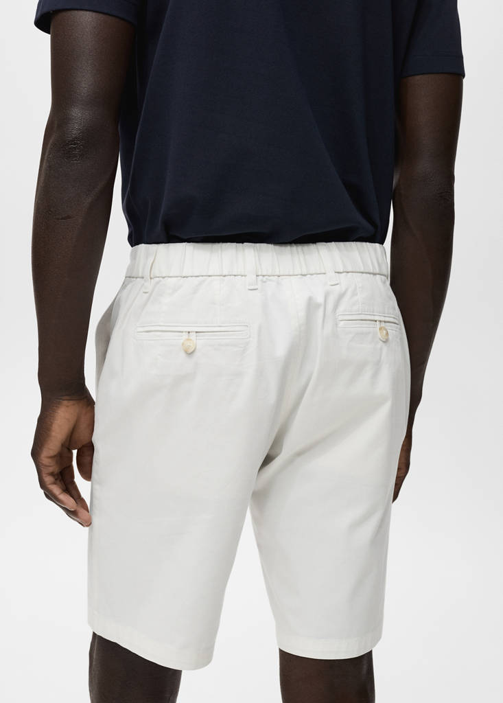 Slim-fit chino cotton bermuda shorts — White