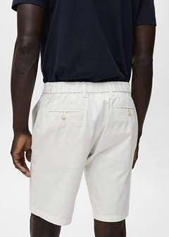 Slim-fit chino cotton bermuda shorts — White 6
