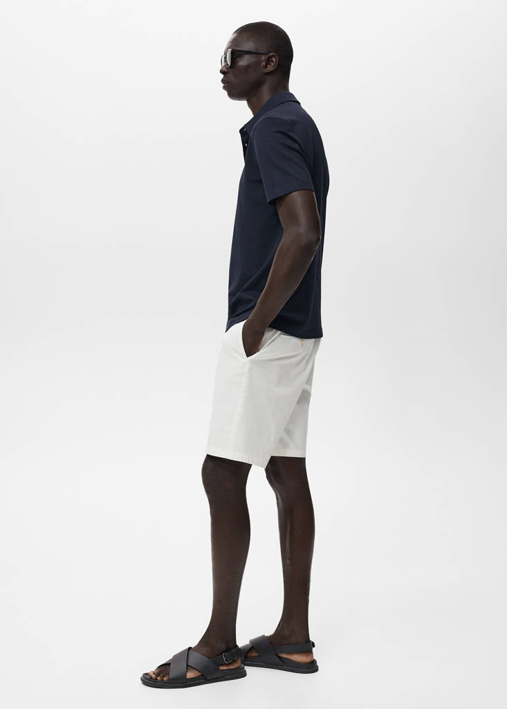 Slim-fit chino cotton bermuda shorts — White