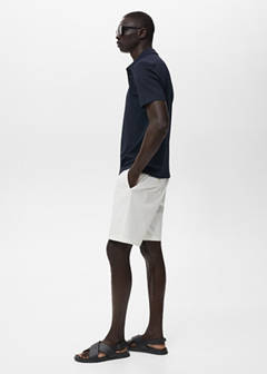 Slim-fit chino cotton bermuda shorts — White 5
