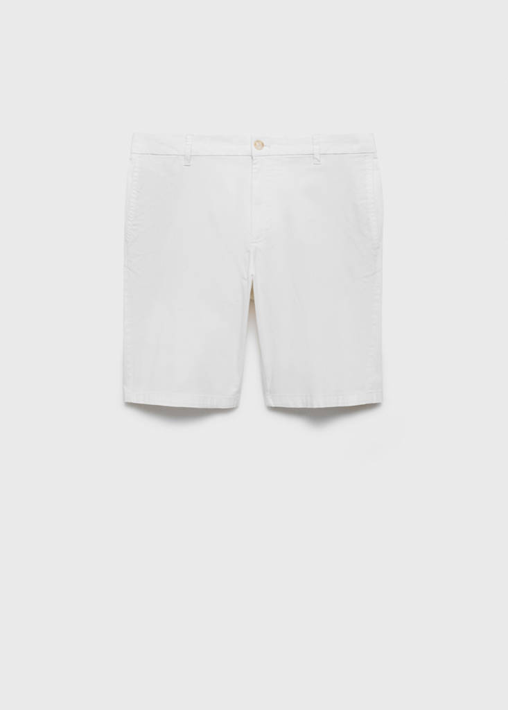 Slim-fit chino cotton bermuda shorts — White