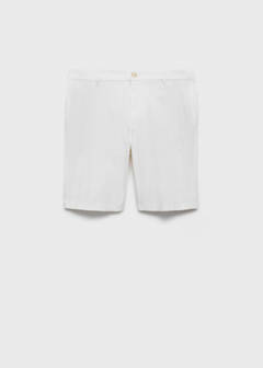 Slim-fit chino cotton bermuda shorts — White 7