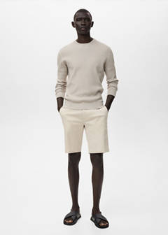 Slim-fit chino cotton bermuda shorts — Beige 2
