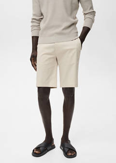 Slim-fit chino cotton bermuda shorts — Beige 1