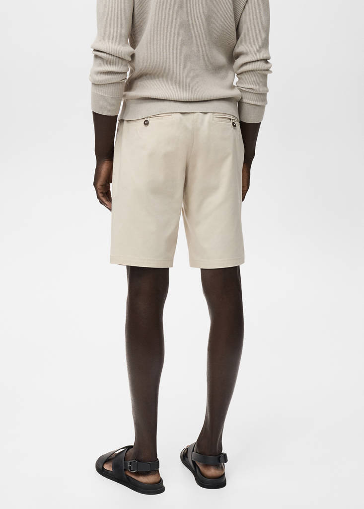 Slim-fit chino cotton bermuda shorts — Beige
