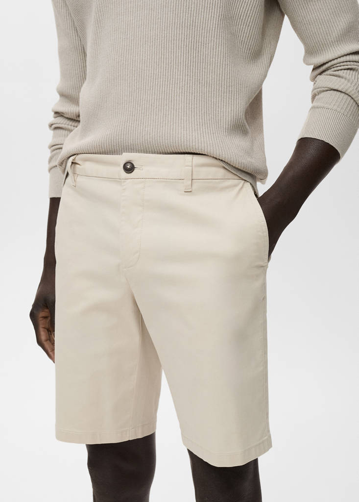 Slim-fit chino cotton bermuda shorts — Beige