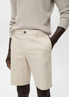 Slim-fit chino cotton bermuda shorts — Beige 4