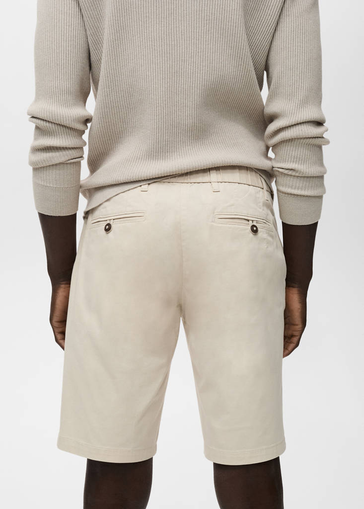 Slim-fit chino cotton bermuda shorts — Beige