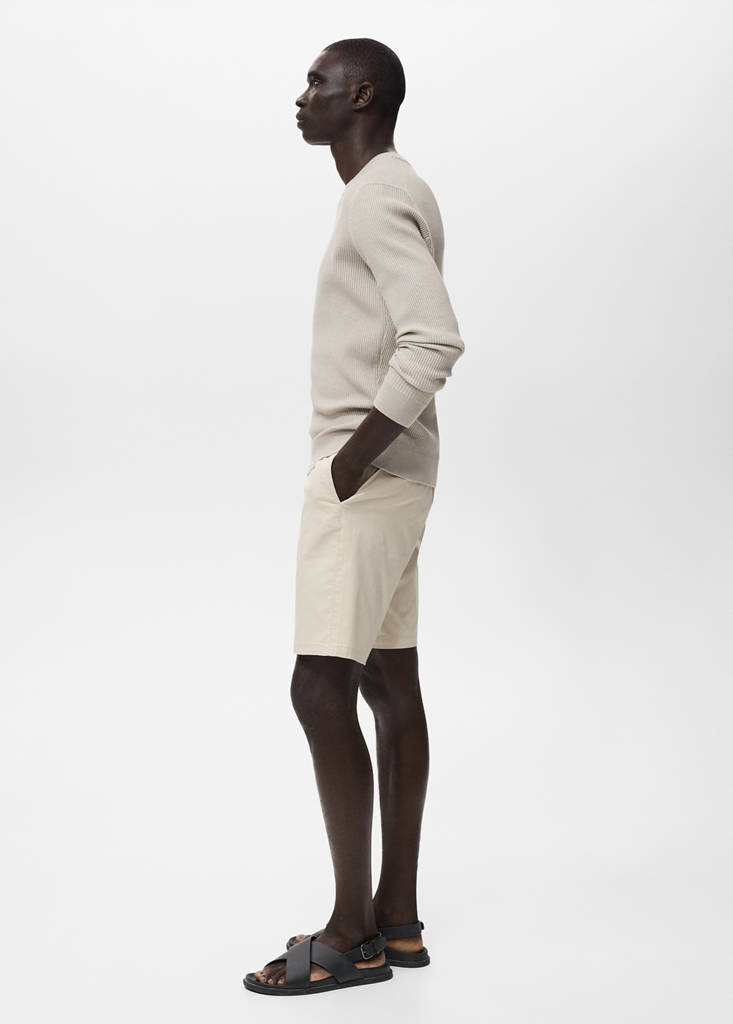 Slim-fit chino cotton bermuda shorts — Beige