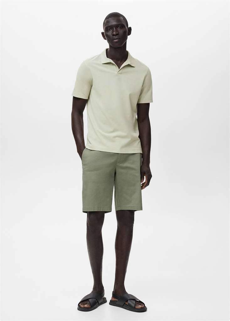 Slim-fit chino cotton bermuda shorts — Mint Green