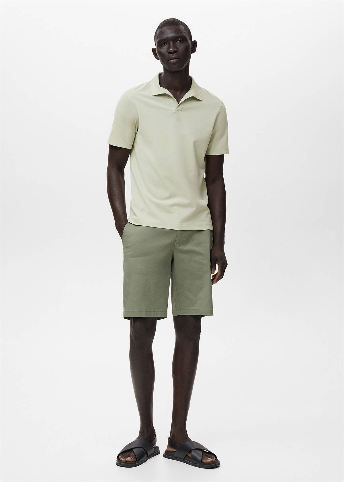 Slim-fit chino cotton bermuda shorts — Mint Green
