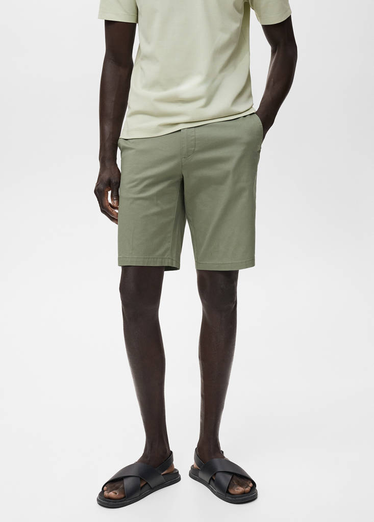 Slim-fit chino cotton bermuda shorts — Mint Green