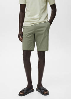 Slim-fit chino cotton bermuda shorts — Mint Green 1